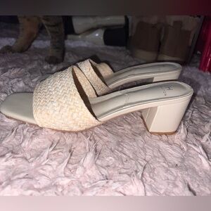 Halston rattan heels